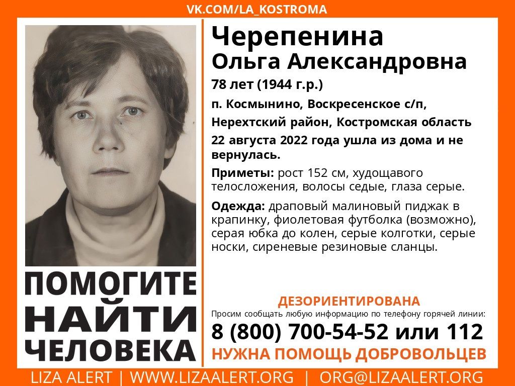 В Костроме разыскивают пропавшую без вести женщину